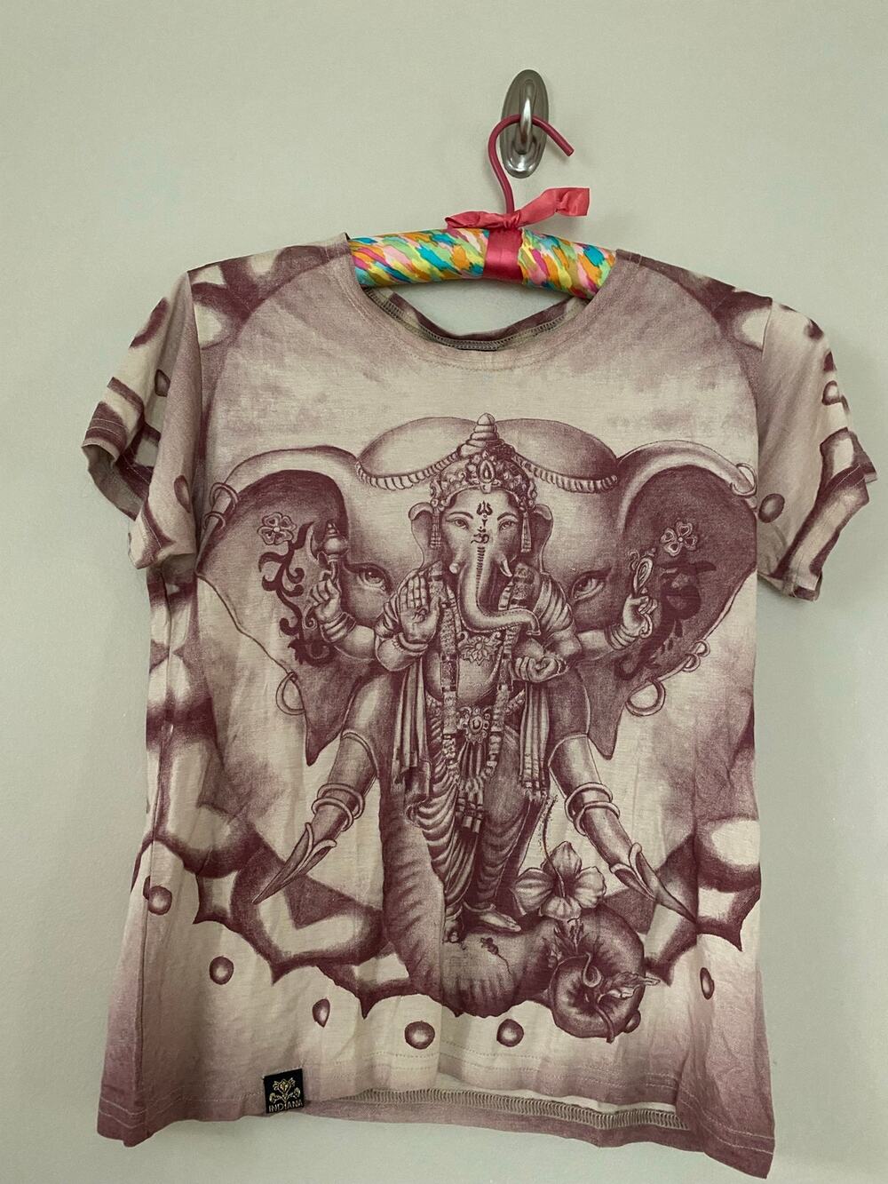 Amazing rare Y2K lord ganesh ganesha hindu t shirt size m front back print xs/m - Picture 1 of 4